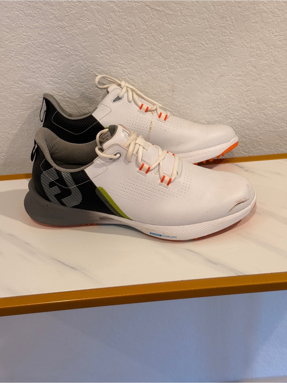 FootJoy White Black Athletic Golf Shoes with Orange Accents